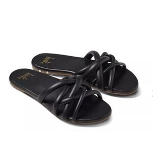 🆕Beek Puffback Black Flat Crisscross Women Slides Slip On Sandals NIB